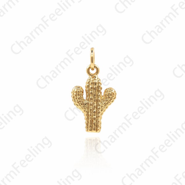 Gold Filled Cactus Pendant, Plant Charm, Desert Charm, Cactus Charm, Traveler Charm, DIY Jewelry Making Accessories 18x10x3mm 1pcs