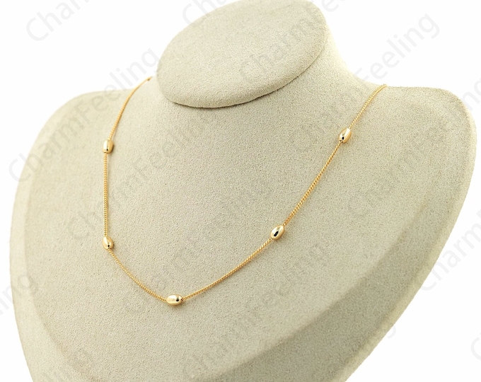 Gold Ball Necklace 18K Gold Filled Chain Necklace,Silver Bead Necklace,S925 Silver Necklace,Anniversary Gift,Fashion Necklace,Gift For Her
