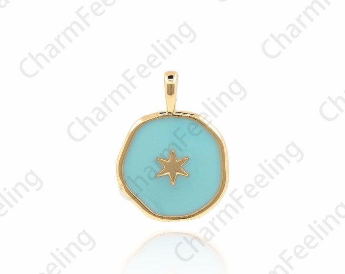 Enamel Polaris Pendant, Star Necklace, Enamel Star Charm, Enamel Charm, DIY Jewelry Making Accessories 18.2×13.6×2mm 1pcs