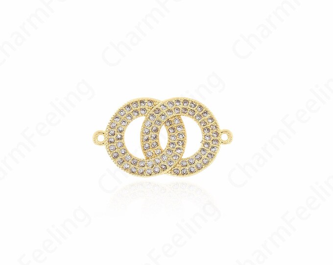 Round Coin Connector,Micropavé CZ Good Luck Connector,18K Gold Filled Round Connector,Lucky Charm,DIY Jewelry Accessories,22.7x13x2.5mm