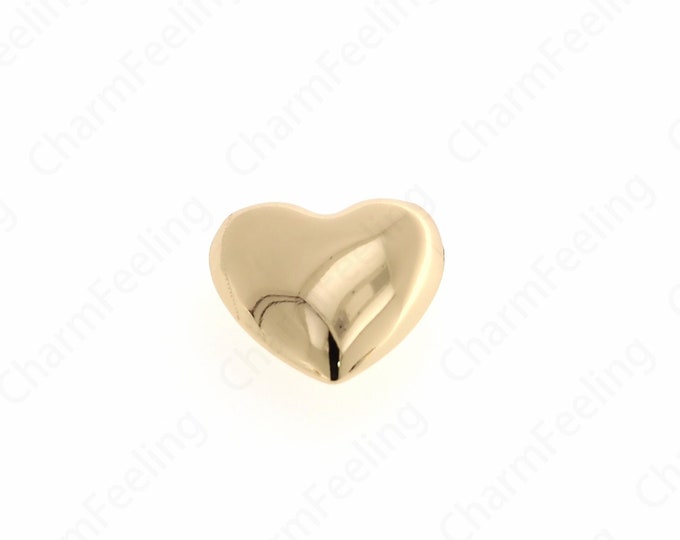 18K Gold Filled Spacer Heart Beads, Gold PuffyHeart Beads, Gold Heart Spacer Beads,DIY Bracelet Necklace Jewelry Making 23.5x25x13mm