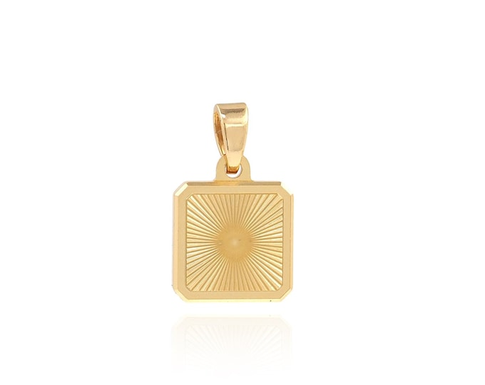 18K Gold Filled Square Necklace,Medal Charm, Rectangular Pendant, Suitable For DIY Jewelry Making Accessories,17x10x1.5mm