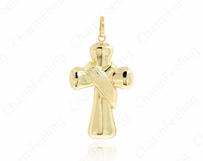 18K Gold Filled Cross Pendant,Religious Charm,Big Cross Charm,Christian Charm,Cross Necklace,DIY Jewelry Accessories,75.5x39x9.5mm