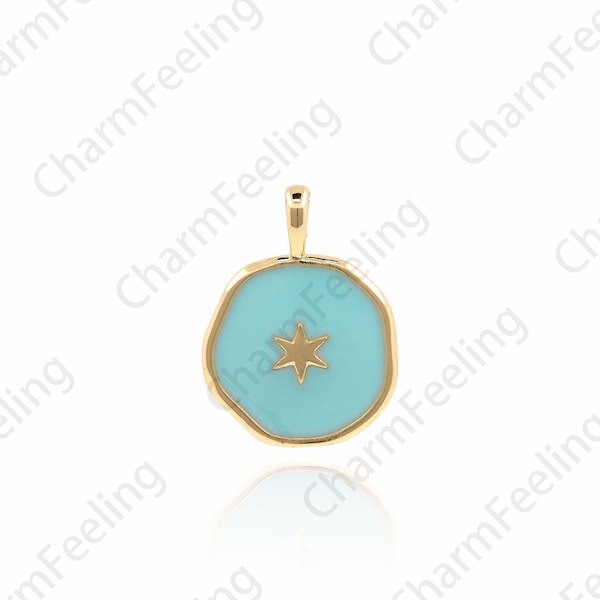 Pendentif Polaris émail, collier d’étoiles, charme d’étoile d’émail, charme d’émail, accessoires de fabrication de bijoux de DIY 18.2×13.6×2mm 1pcs