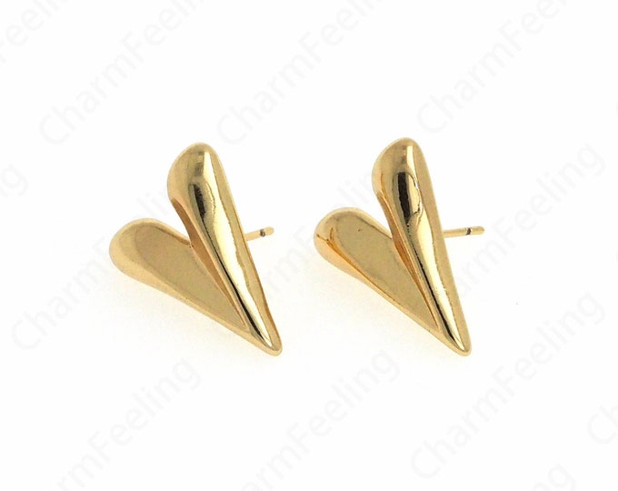 1 Pair,Heart-Shaped Earrings, 18K Gold Filled Heart Earrings,Dainty Heart Earrings,Puffed Heart Charm Gift For Her,21x16.5x4mm