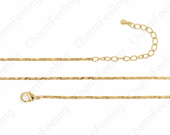 Twist Necklace,Lobster Clasp Necklace,18K Gold Filled Simple Necklace, Brass Necklace, Round Necklace, DIY Jewelry Supplies,8.5x1.4x1.4mm