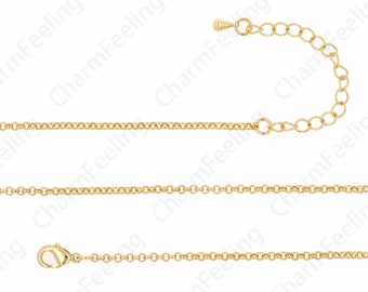 18K Gold Filled Simple Necklace, Brass Necklace, Round Necklace, Lobster Clasp Necklace,DIY Jewelry Supplies, 1.8x0.5mm