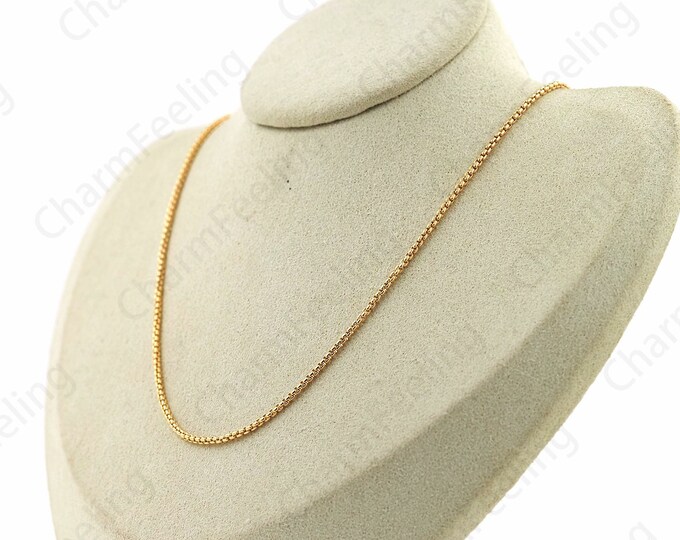 18K Gold Filled Box Necklace, Gifts For Her, Chain Necklace, S925 Silver Necklace, Fashion Necklace, Classic Necklace, Anniversary Gift,