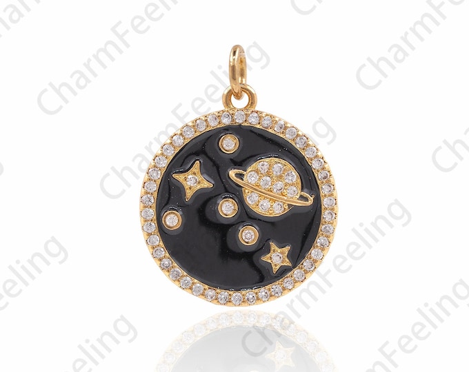 18K Gold Filled Astral Necklace, Moon Pendant, Star Charm, Astral Charm, Crescent Charm, Universe Charm, DIY Jewelry Accessories 23.5x18x2mm