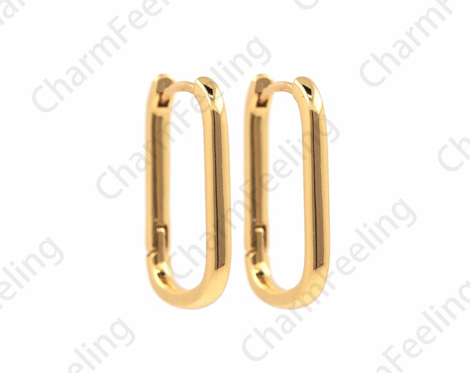 18K Gold Filled Brass Gold-Plated Earrings,Square Earrings,Hollow Rectangle Earrings,Minimalist Earrings,A Gift For Her 20x12x2mm