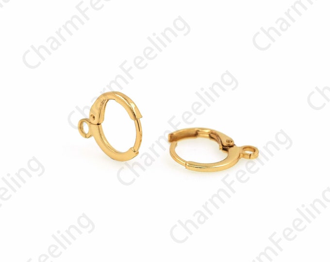 1 Pair, 18K Filled Gold Minimalist Round Earrings, Dangle Earring Accessories, Thin Earrings, Earring Accessories, 14x11.5x1.5mm