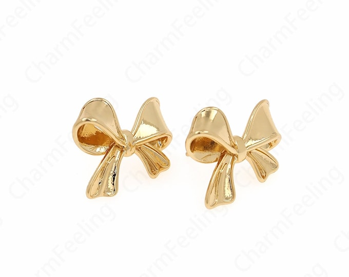 18K Gold Filled Bow Earrings,Dainty Exquisite Earrings, Bow Hoops,A Gift For Her, 17.5x21.2x5.5mm