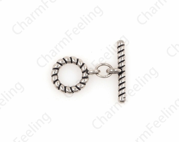 OT Toggle Clasp, Antique Silver Tone Jewelry Connectors Findings, OT Necklace Bracelet End Connection Clasp 10x13x1.8mm 1PCS