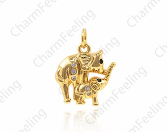 Elephant Pendant, Animal Charm, Mother's Love Charm, Elephant Charm, DIY Jewelry Making Accessories 15×12.2×2.8mm 1pcs