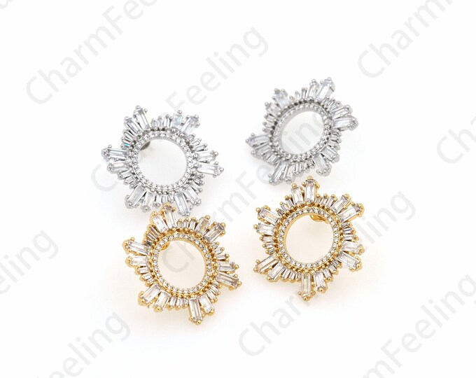1 Pair,Micropavé CZ Simple Round Earrings,  18K Gold Filled Circle Earrings, Bone Clip Earrings, Hollow Round Earrings,26mm