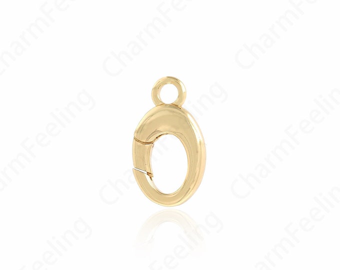 Carabiner Clasp, Spring Clasp, 18K Gold Filled Lobster Clasp, Button Clasp, Jewelry Clasp, DIY Jewelry Making Supplies,19.4x11x3.6mm