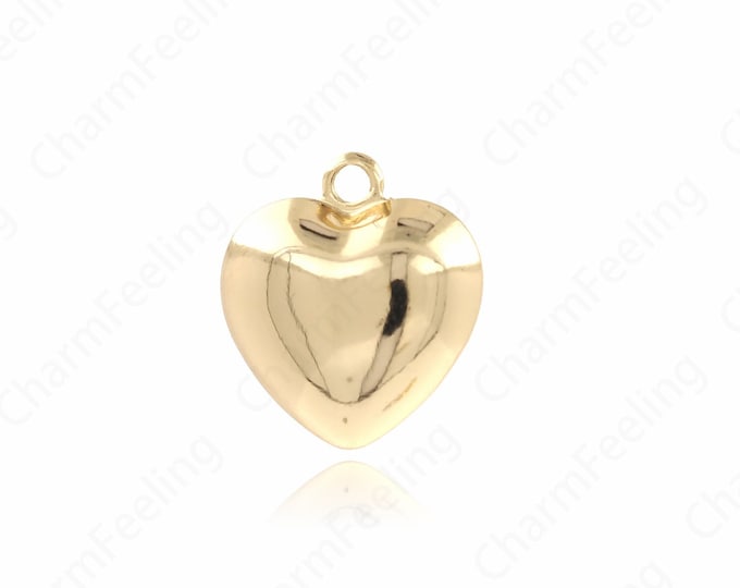 Puffed Heart Pendant,Dainty Love Necklace,18K Gold Filled Heart Charm, Love Charm, DIY Jewelry Accessories, 22.7x20.5x9.5mm