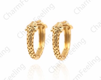Cubic zirconia Snake-Shaped Earrings, Snake Charm, Animal Charm, 18K Gold Filled Gold Earrings, Suitable For Anniversary Gifts 18x19x5.5mm