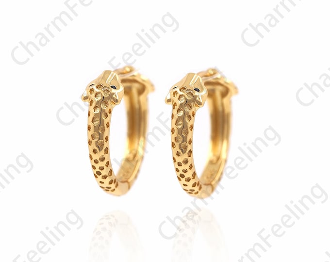 Cubic zirconia Snake-Shaped Earrings, Snake Charm, Animal Charm, 18K Gold Filled Gold Earrings, Suitable For Anniversary Gifts 18x19x5.5mm