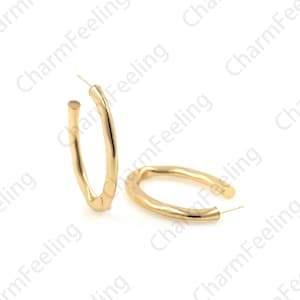 18K Gold Filled Large Round Earrings, Gold Hoop Earrings, Coil Earrings, Earring Charm, Big Earring Charm, Round Charm 51x36mm 1 pair