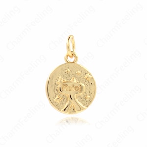 Pingente de moeda, colar de moeda preenchido com ouro 18k, pingente de carta, acessórios de série de pulseira de joias diy 10,8x10,8x2mm