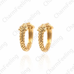 Cubic zirconia Snake-Shaped Earrings, Snake Charm, Animal Charm, 18K Gold Filled Gold Earrings, Suitable For Anniversary Gifts 18x19x5.5mm