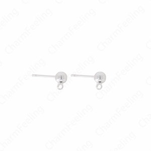 10 PCS Silver Plated Spherical Earrings, Silver Bead Earrings, Ear Accessories, Hoops Accessories, DIY Jewelry Making Accessories,6x4mm