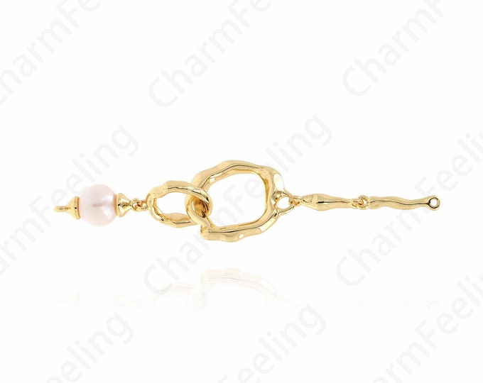 Pearl Connector, 18K Gold Filled Pearl Jewelry, Bar Connector, Bar Charm, DIY Jewelry Supplies, 80x20x10mm