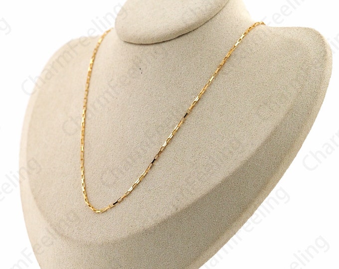 Chain Necklace Rectangle Necklace 18K Gold Filled Square Necklace S925 Sterling Silver Necklace Fashion Necklace Gift For Her