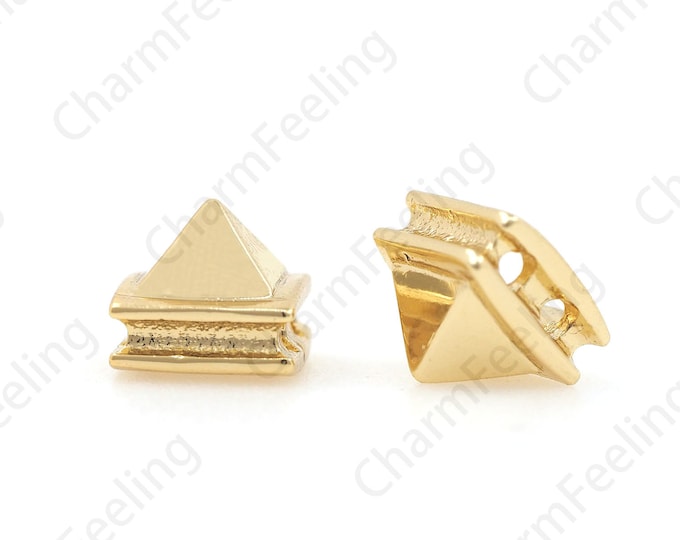 Smooth Finish Pyramid Beads Spacer Beads, Gold Pyramid Spacer Beads, Pyramid Charm, Men's Punk Bracelet Accessories 7.7x7mm 1pcs