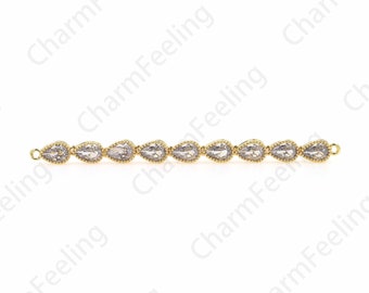 Micropavé CZ Gold Connector, 18K Gold Filled Classic Tennis Bracelet, Ladies Bracelet, DIY Bracelet Necklace Accessories,70x5x3.5mm