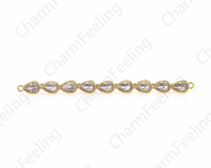 Micropavé CZ Gold Connector, 18K Gold Filled Classic Tennis Bracelet, Ladies Bracelet, DIY Bracelet Necklace Accessories,70x5x3.5mm
