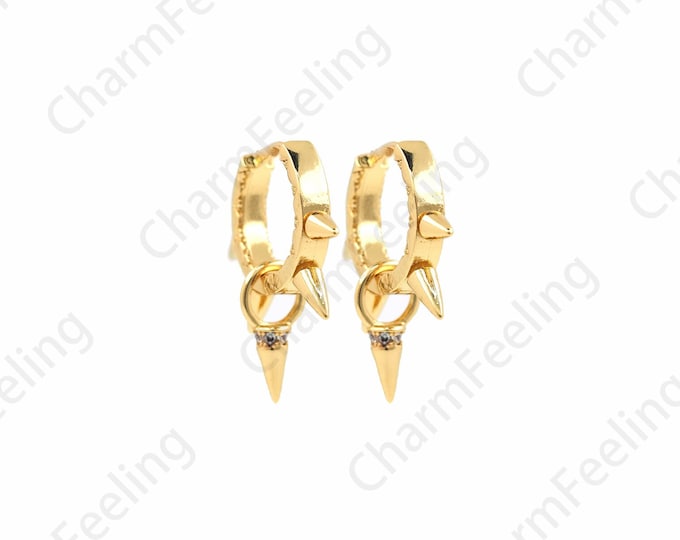 1 Pair, Spiked Earring Accessories, 18K Gold Filled Dangle Earrings, Earmuffs, Earring Accessories, 10x21mm