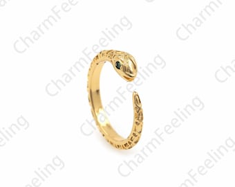 18K Gold Filled Snake Ring, Adjustable Ring, Gold Open Ring, Micropavé CZ Crawling Ring, Daily Ring, Snake Jewelry, Snake Charm