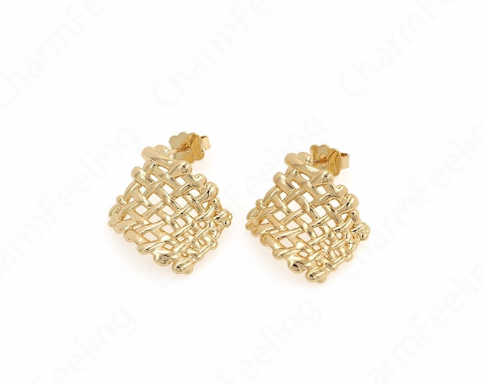 18K Gold Filled Eectangular Earrings, Square Earrings,Rectangular Earrings,Dainty Gold Earrings,22.5x21x2mm