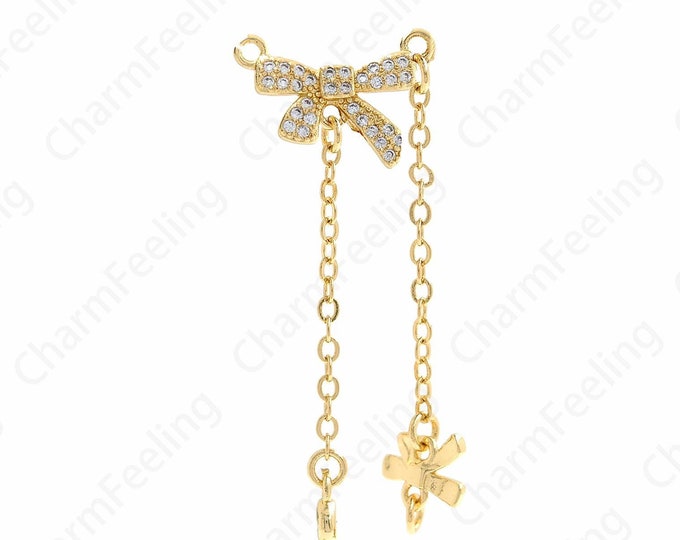 Micropaved CZ Butterfly Pendant,Tassel Butterfly Charm,18K Gold Filled Flying Charm,Insect Charm,DIY Jewelry Accessories,45.7x17.2x3mm