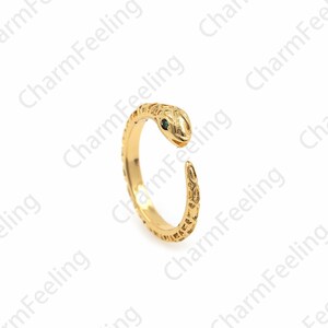 18K Gold Filled Snake Ring, Adjustable Ring, Gold Open Ring, Micropavé CZ Crawling Ring, Daily Ring, Snake Jewelry, Snake Charm