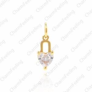 CZ Micro Pave Heart Pendant Charm, Cubic Zirconia, Pave Heart Shape Charm, Heart Jewelry 14.7x5.4x2.9mm 1pcs