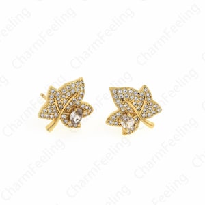 Bladgoud oorbellen, boho-oorbellen, 18 kt gold filled takoorbellen, gouden oorbellen sieraden, geschikt voor verjaardagscadeaus 14,5 x 13 x 2,5 mm