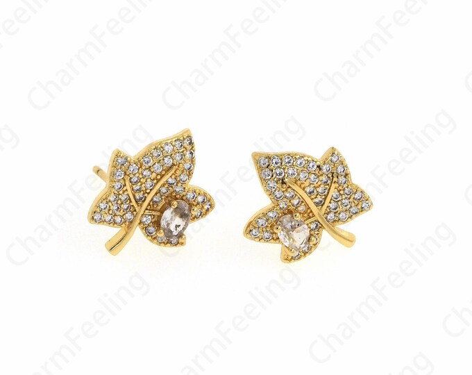 Gold Leaf Earrings,Boho Earrings,18K Gold Filled Branch Earrings,Gold Earrings Jewelry,Suitable For Anniversary Gifts 14.5x13x2.5mm