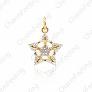 18K Gold Filled Five-Pointed Star Necklace,Star Pendant,Star Charm,Micropavé Cubic Zirconia Star Pendant,DIY Jewelry Accessories 19x14x4mm
