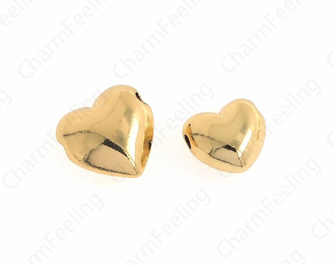 Heart Spacer Beads,Bracelet Necklace Heart Spacer Beads Accessories,18K Gold Filled Heart Charm, DIY Jewelry Making