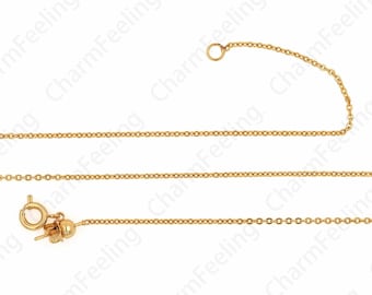 Round Necklace, 18K Gold Filled Simple Necklace, Brass Necklace, Lobster Clasp Necklace,DIY Jewelry Supplies, 1.3x1.6x0.2mm