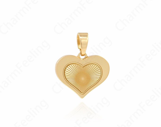 Fashion Charm,Heart Charm, 18K Gold Filled Heart Pendant,Dainty Heart Necklace, Love Necklace, DIY Jewelry Accessories 17x13.5x1.6mm