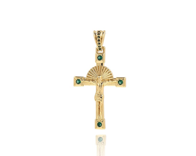 18K Gold Filled Cross Pendant,Micropavé CZ Victim Pendant,Christian Charm,Cross Charm,DIY Jewelry Accessories,39.5x21x2.7mm