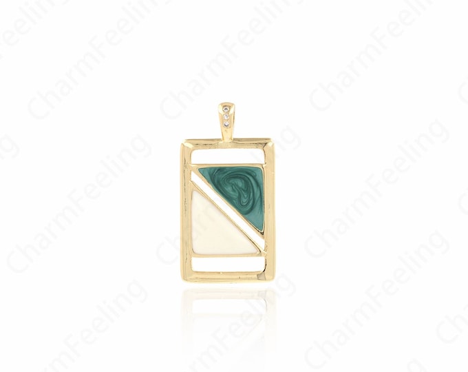 18K Gold Filled Rectangular Charm,Square Enamel Pendant,Rectangular Pendant,DIY Jewelry Making Supplies,17x31.5x3mm