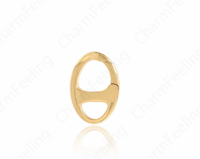Carabiner, 18K Gold Filled Oval Clasp,Figure-of-Eight Clasp, Bracelet Clasp, key Clasp, DIY Jewelry Making Supplies, 16.4x11.4x2.6mm