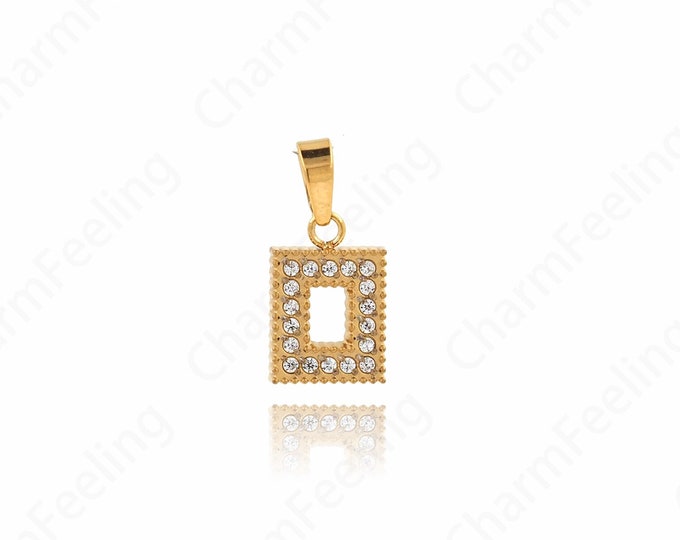 Rectangular Pendant,18K Gold Filled Geometric Necklace,Square Charm, Suitable For DIY Jewelry Making Accessories,16x7.5x1.5mm