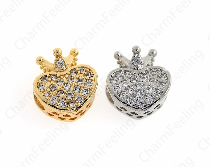 18K Gold Filled Heart Spacer Beads Multicolor Mini Sweet Little Valentine's Day Beads Love Hearts Jewelry Supplies  10.6x10.2x6.5mm