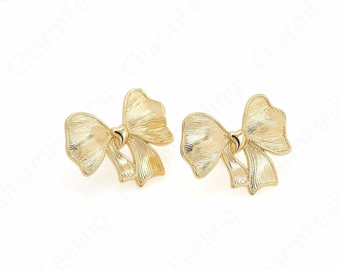 Dainty Butterfly Stud Earrings,Butterfly Earrings, 18K Gold Filled Insect Earrings,Butterfly Jewelry, DIY Jewelry Supplies, 25.5x31.5x1.6mm
